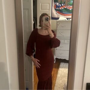 Anthropologie Deep Red Maxi Dress